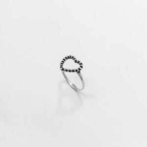 Anel de Coração Vazado com Pontilhados